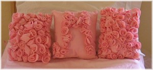 pink felt rose pillows