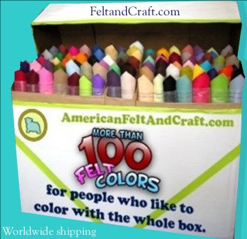 American Felt and Craft online felt and craft store , over 100 colors of felt by the sheet! Ships worldwide.