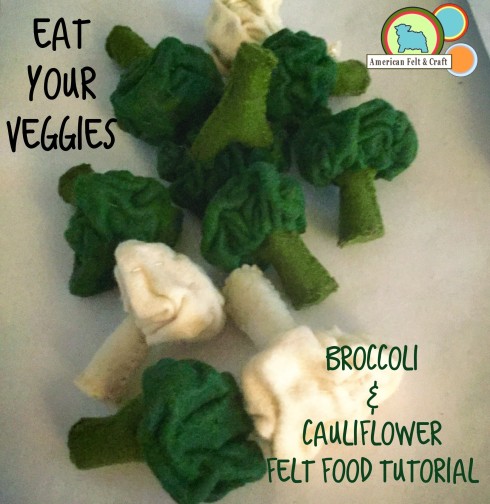 Felt Broccoli and Cauliflower free felt crafting tutorial 